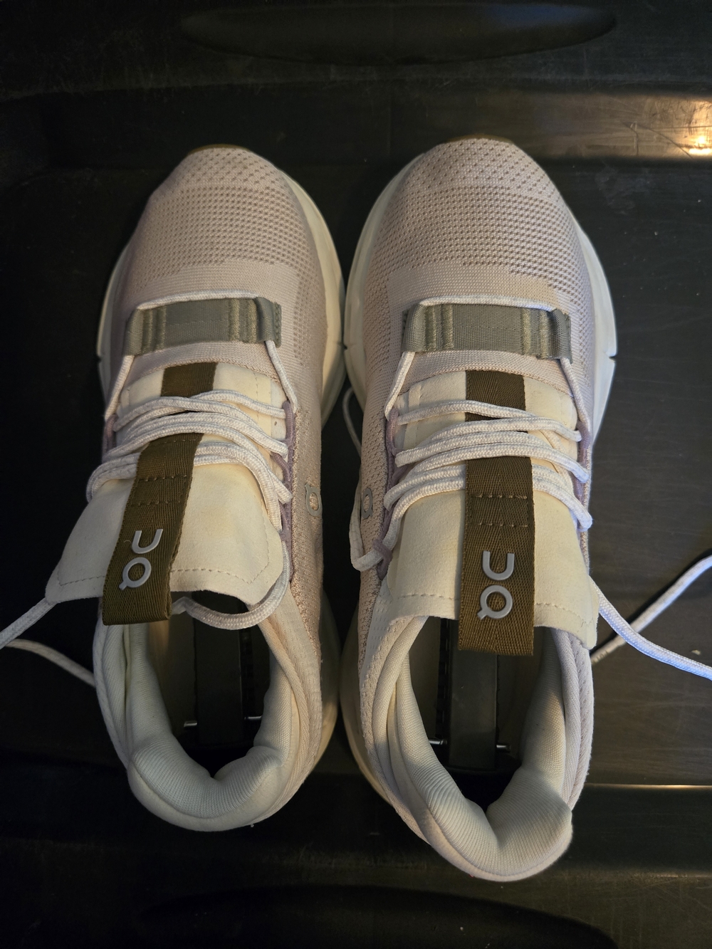 On Running Cloud Knit Sneakers in Light Cream and Green